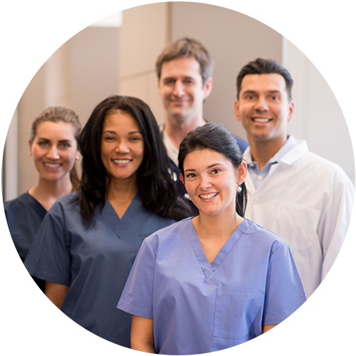 a group of smiling medical workers